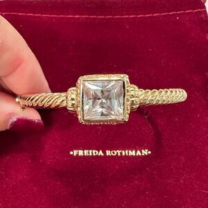 Sold by Freida Rothman, Gold Plated Sterling Silver Hinge Bangle Bracelet